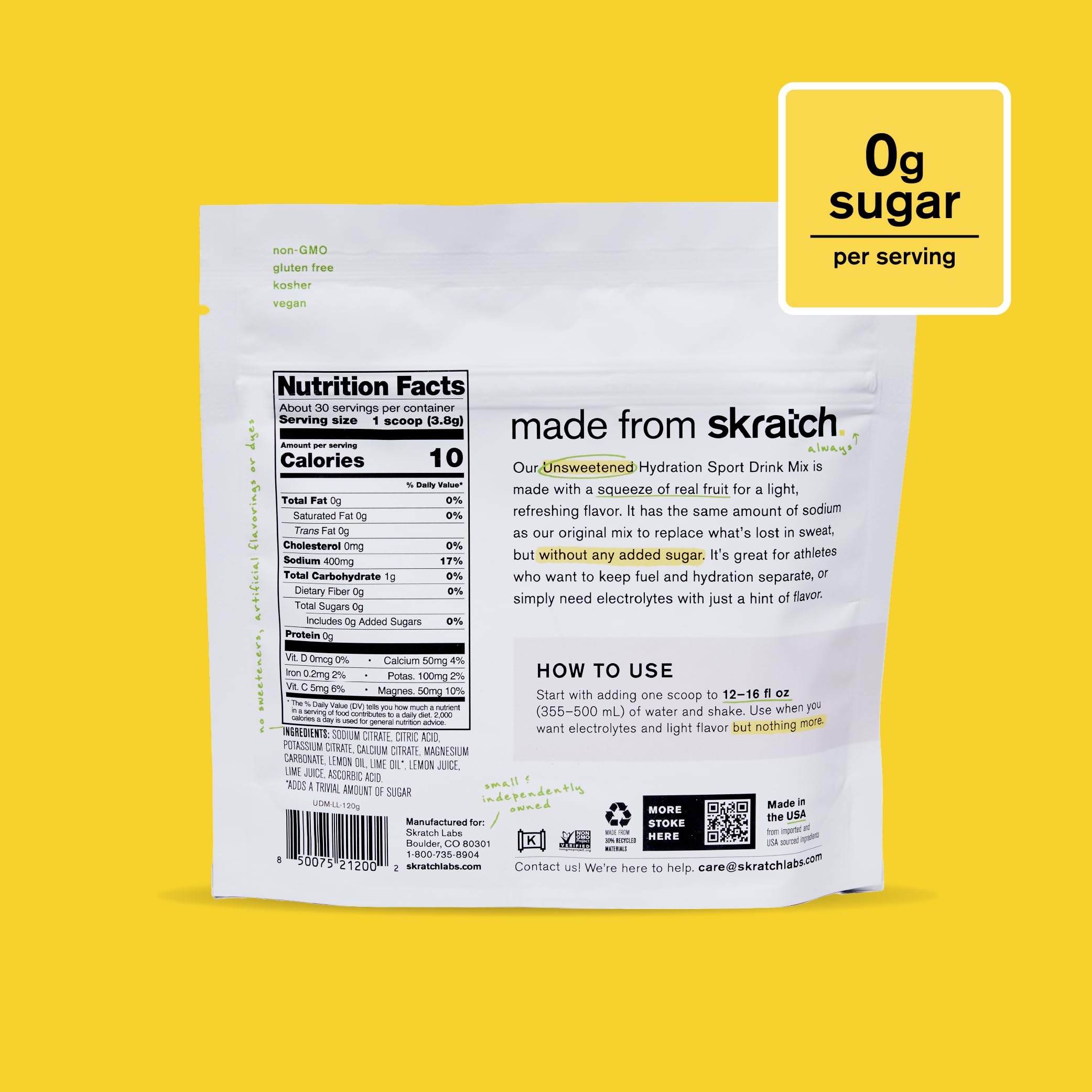 Skratch Labs Unsweetened Hydration Sport Drink Mix | Sugar Free | Electrolytes Booster | Lemon + Lime - 30 Servings | Non-GMO Skratch Labs buy australia supplements