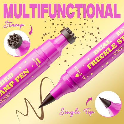 Beauty Glazed Dual-Ended Freckle Stamp Pen – Realistic Faux Freckles Makeup with Soft Sponge Stamp & Precision Tip – Waterproof Long-Lasting Freckle Marker for Natural or Bold Looks (#2 Mousy Brown) Beauty Glazed