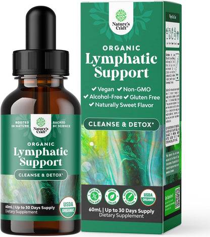 Organic Lymphatic Drainage Drops - Organic Cleavers & Echinacea - 2 Fl Oz | Herbal Lymphatic Complex - Immune Support Supplement with Organic Elderberry & Red Clover - Vegan, Non GMO - 30 Servings Gsupps Australia