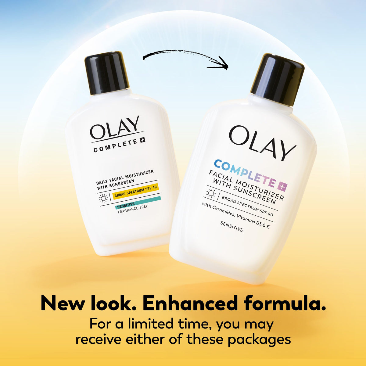 Olay Complete+ Face Moisturizer with Sunscreen SPF 40, For Sensitive Skin, Broad Spectrum Sun Protection, Fragrence-Free - No White Cast on All Tones, Nourishes Moisture Barrier - Ceramides, 6 Oz Olay