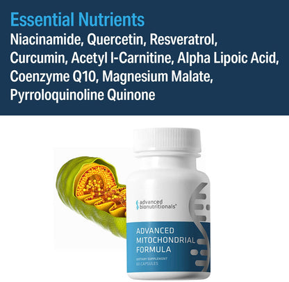 Advanced Bionutritionals – Advanced Mitochondrial Formula Support Supplement, Healthy Aging, Repair, Energy Optimizer with CoQ10, PQQ, Alpha Lipoic Acid, Gluten Free, Vegan, Non GMO (60 Tablets)