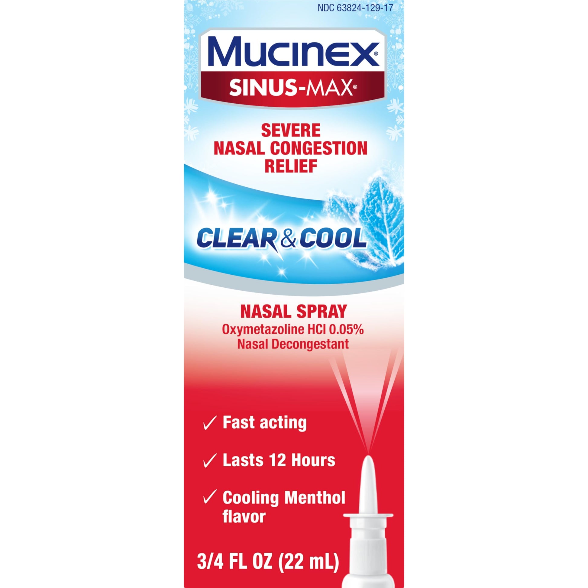 Mucinex Sinus-Max Nasal Spray Decongestant, 12 Hour Over-The-Counter Medication Nose Spray for Sinus Relief, Nasal Decongestants for Adults & Sinus Congestion, Clear & Cool 3/4 Fl Oz(22ML) Mucinex buy australia supplements