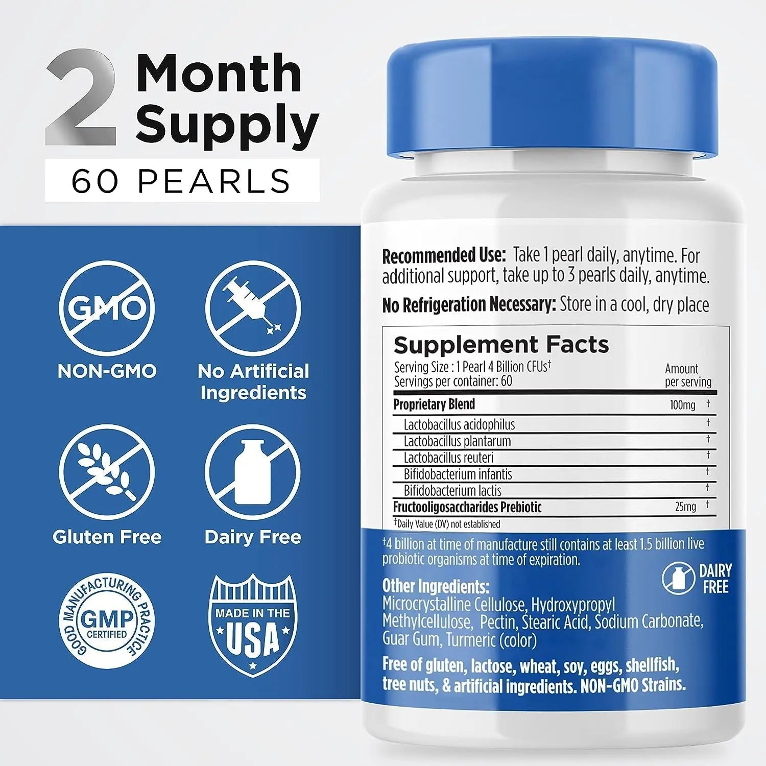 Earth's Pearl Probiotics for Women & Men & Kids - Pearl-Shaped Probiotic & Prebiotics with BIO-Tract®, 4 Billion CFU, Gut Health Support (60-Day Supply) Earth's Pearl buy australia supplements