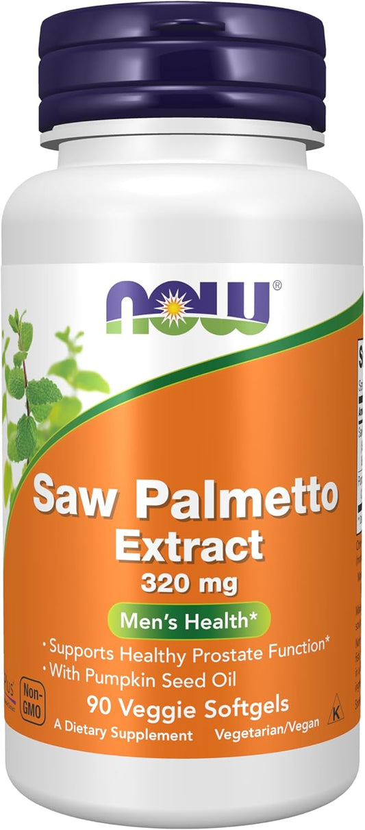 NOW Supplements, Saw Palmetto Extract 320 mg with Pumpkin Seed Oil, Men's Health*, 90 Veg Softgels Gsupps Australia