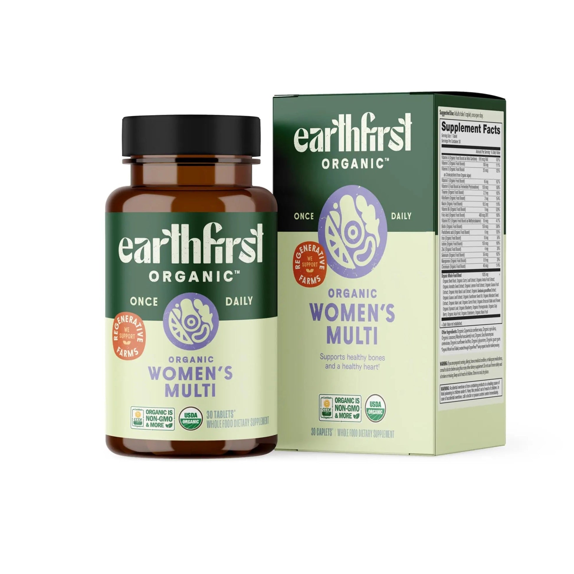 EarthFirst Organic Women’s Multi Once Daily, Women's Multivitamin, Iron, Vitamin B12 & More, 19 Vitamins from Herbs & Superfoods, 30 Count EarthFirst Organic buy australia supplements