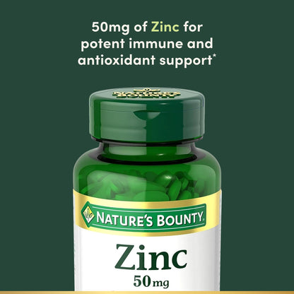 Nature’s Bounty Zinc 50mg, Immune Support & Antioxidant Supplement, Promotes Skin Health, 1 Caplet Per Day, Gluten Free, 250 Vegetarian Caplets Nature's Bounty