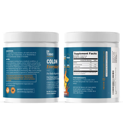 Dr. Tobias Colon Everyday Health - Gut Health for Women & Men - Psyllium Fiber Powder Drink with 4g Psyllium Husk Powder per Serving, Vegan, Gluten Free, Non-GMO, Strawberry Flavor, 60 Servings