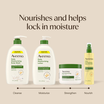 Aveeno Daily Moisturizing Body Wash for Normal to Dry Skin, Sensitive Formula with Prebiotic Oat, Gently Cleanses Dry Skin, Lightly Scented Body Wash for Women and Men, Value Size 33 fl. Oz Aveeno