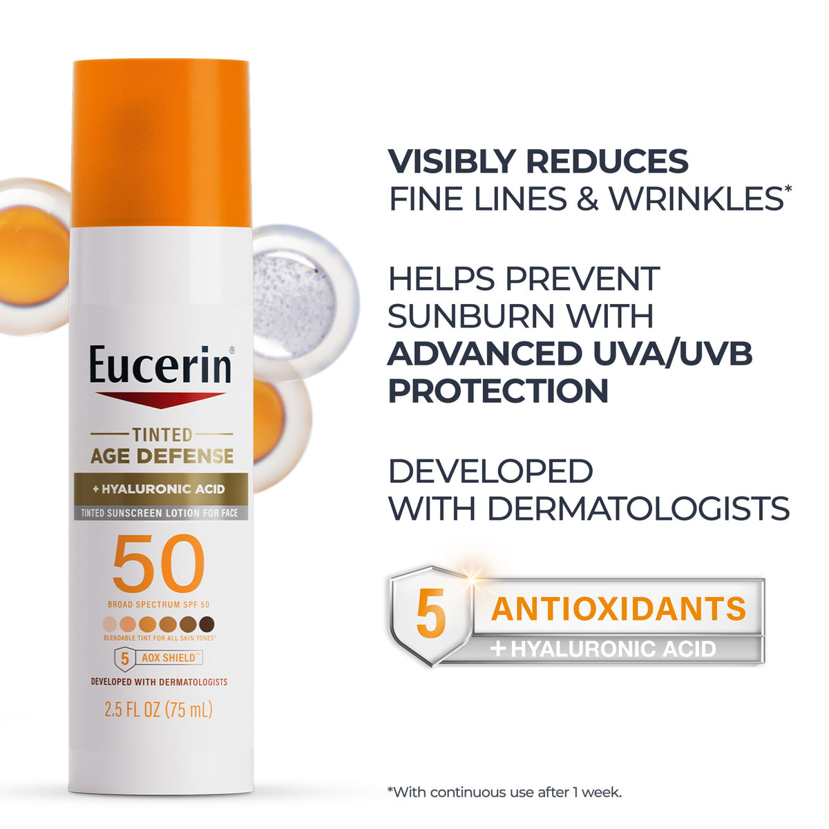 Eucerin Sun Age Defense Tinted Face Lotion SPF 50, 2.5 FL OZ Eucerin