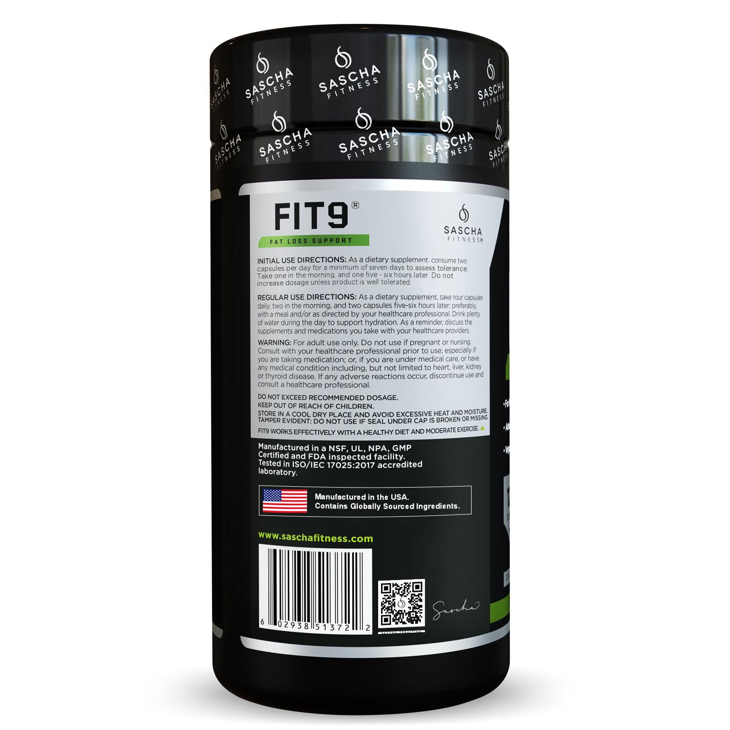 Sascha Fitness Fat Loss pills | Collagen support | Fluid Balance | FIT9 Ingredients: 7Keto + Uva Ursi, Gotu Kola, L-Theanine,Gingko Biloba,DIM,Green Tea | Weight Loss Supplements-Vegan-120 Natural Cap SASCHA FITNESS buy australia supplements