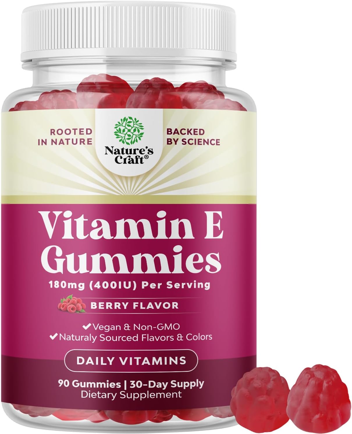 Natures Craft Vitamin E Gummies for Skin Care - High-Potency Vitamin E 400 IU Skin Supplement - Delicious & Easy-to-Take Supplement Promote Health Immune Support & Cellular Protection 90 Count Gsupps Australia