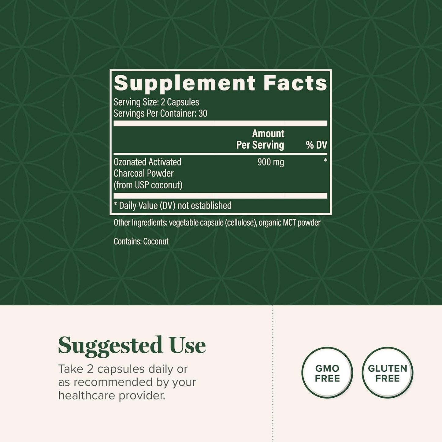 Global Healing Center - Ozonated Activated Charcoal Powder - Advanced Digestive Detox that Adsorbs Internal Unwanted Compounds - Helps Relieve Occasional Gas Discomfort - 60 Activated Charcoal Pills