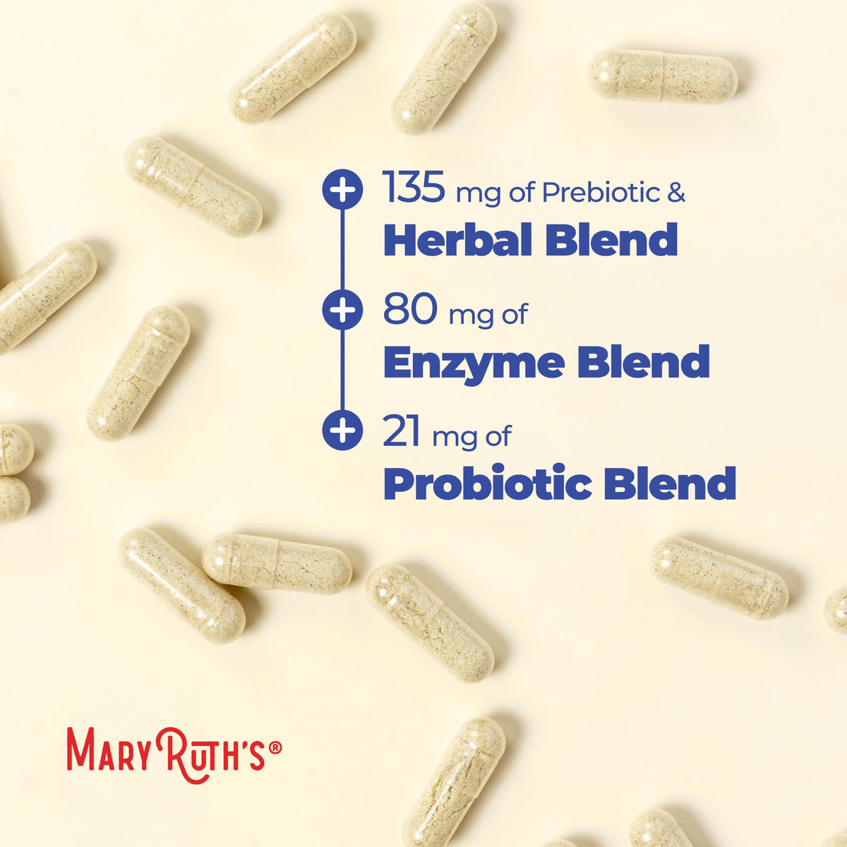 MaryRuth’s Gut Flora Health+ Enzymes | Prebiotic & Probiotic Digestive Enzymes for Healthy Gut Biome & Digestive Support | Gastrointestinal Health | CLP Certified MARYRUTH'S