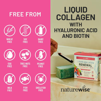 NatureWise Hydrolyzed Liquid Collagen for Women & Men 4000mg - High Absorption, Type 1 & 3 Peptides with Biotin + Vitamin C + Vitamin B Complex & Hyaluronic Acid NatureWise