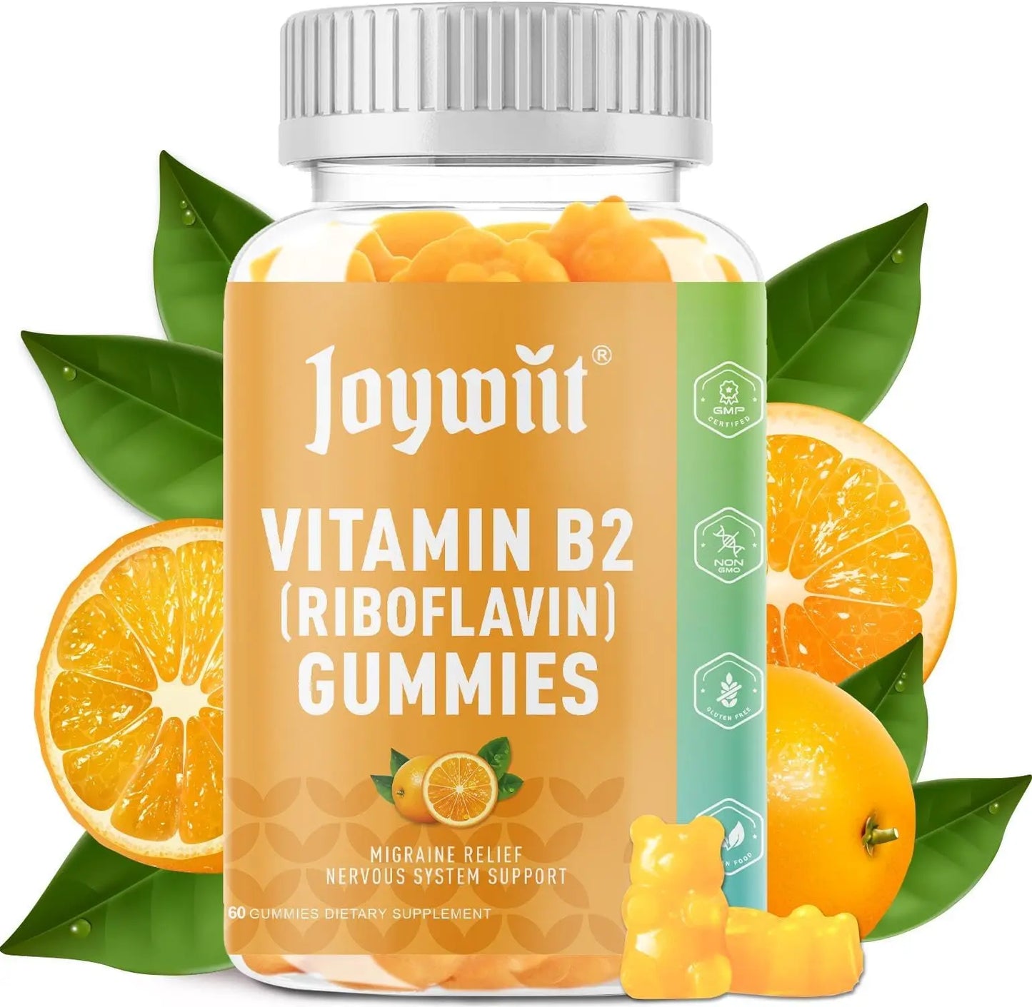 Joywiit Vitamin B2 Gummies | Riboflavin 400mg | B2 Vitamin 400mg Chewable for Adults and Kids, Migraine Relief & Energy and Nervous System Support Joywiit