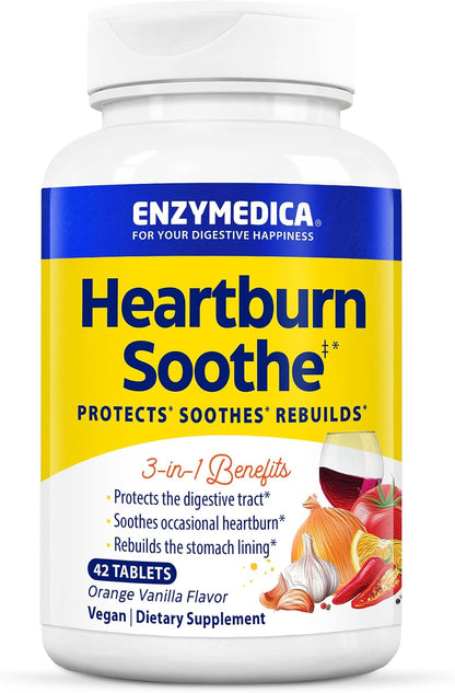 Enzymedica Heartburn Soothe Chewable Supplement, Vanilla Orange, 42 Tablets Gsupps Australia