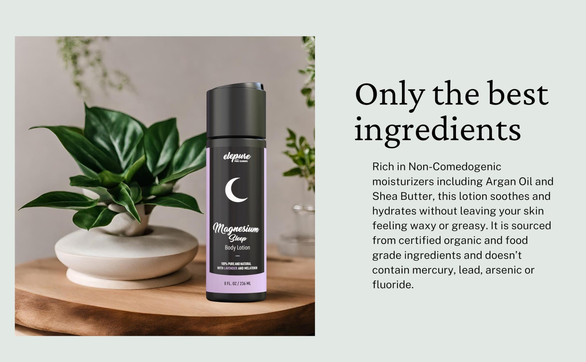 Elepure Pure Elements Magnesium Sleep Lotion with Lavender and Melatonin - Topical Application Night Cream- High Potency - Organic Materials - Large Size - Great Value - 8 fl. oz Elepure Pure Elements buy australia supplements
