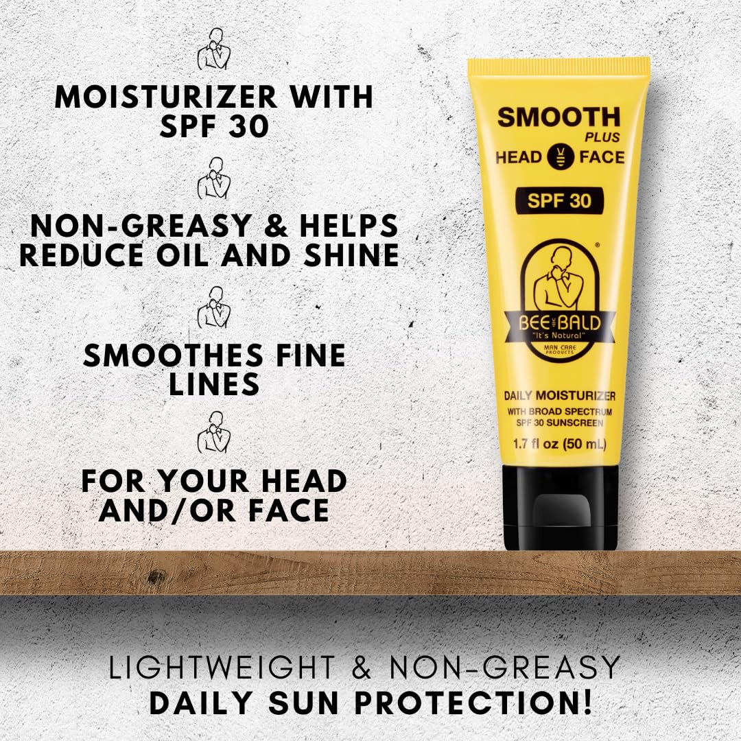 Bee Bald SMOOTH+ Head & Face Sunscreen SPF 30, Scalp Moisturizer, 1.7 fl oz Bee Bald