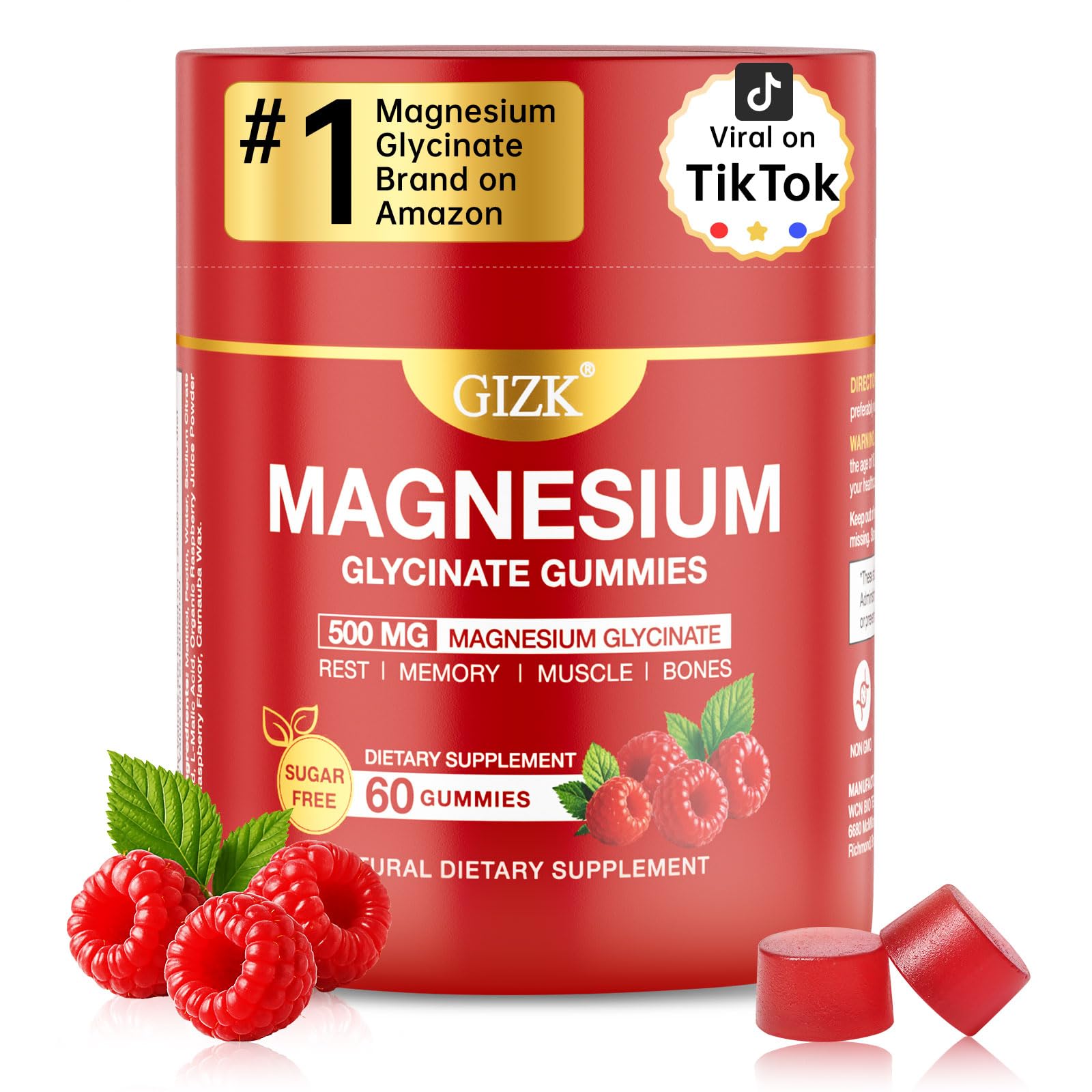 Magnesium Glycinate Gummies 500mg – Sugar Free Magnesium Gummies for Sleep, Stress, Muscle & Nerve Support – for Adults & Kids 4+, Vegan, No Melatonin (Raspberry Flavor, 60 Count) SAYIDON buy australia supplements