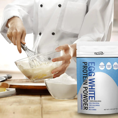 Talcufon Egg White Protein Powder 8 Oz Pasteurized No Additives, High Protein, Gluten-Free Ideal for Baking and Cooking, Unflavored 227G Talcufon