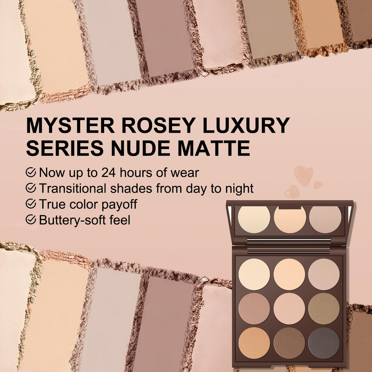 MYSTER ROSEY Matte Eyeshadow Palette, Neutral Nude Eye Shadow Palettes MYSTER ROSEY
