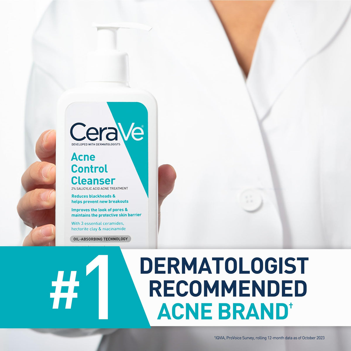 CeraVe Acne Control Cleanser, Face Wash with 2% Salicylic Acid, 16 oz CeraVe