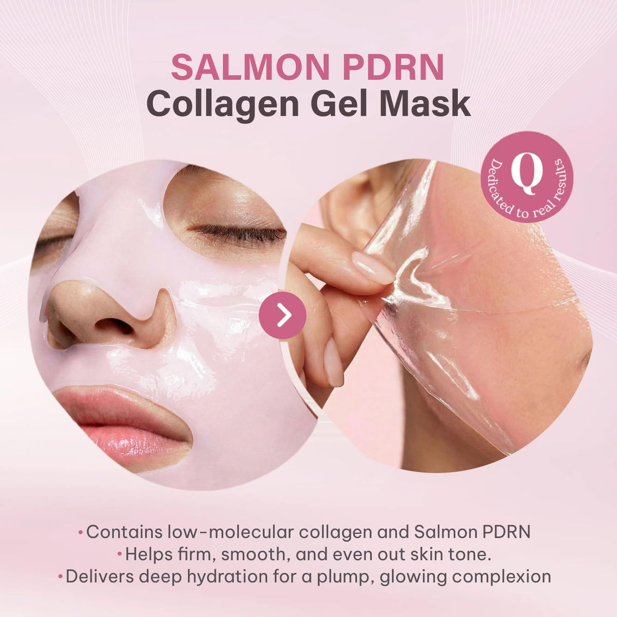 Quasi Salmon PDRN Collagen Mask – Korean Skin care Gel Face Mask for Hydration, Firming & Smoothing Skincare, Collagen Boost & Pore Care – 4 Masks, Non-Irritating, Natural Ingredients Quasi
