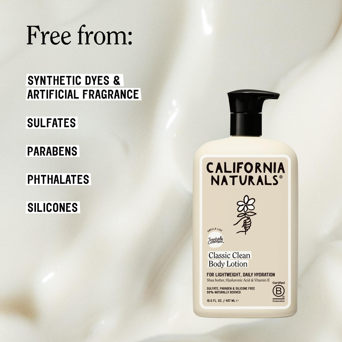 California Naturals Classic Clean Body Lotion for Dry Skin, Moisturizing, Lightweight with Shea Butter, Naturally Scented, Vegan, Sulfate, Paraben & Phthalate Free, Toasted Coconut, 16.5 oz California Naturals