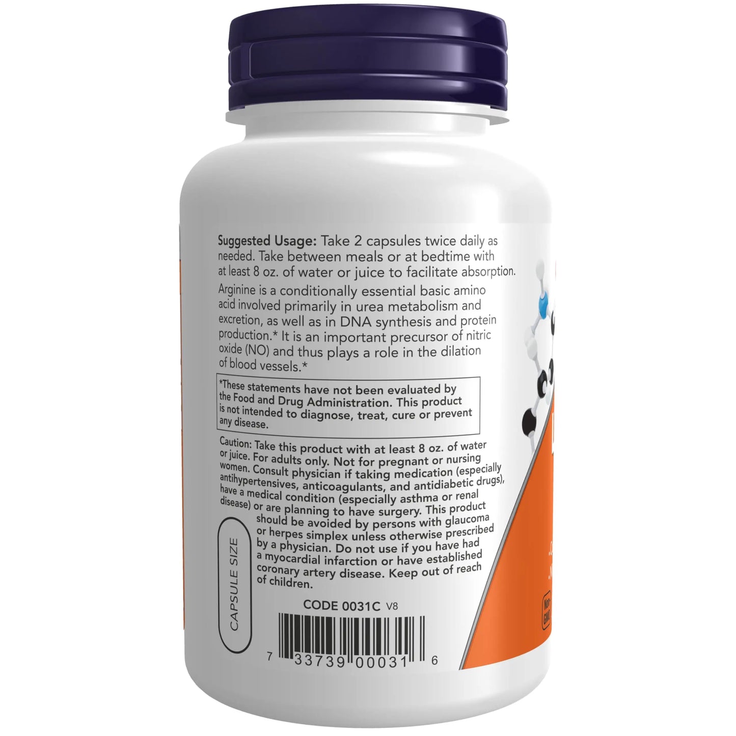 NOW Foods Supplements, L-Arginine 500 mg, Nitric Oxide Precursor*, Amino Acid, 250 Veg Capsules NOW Foods