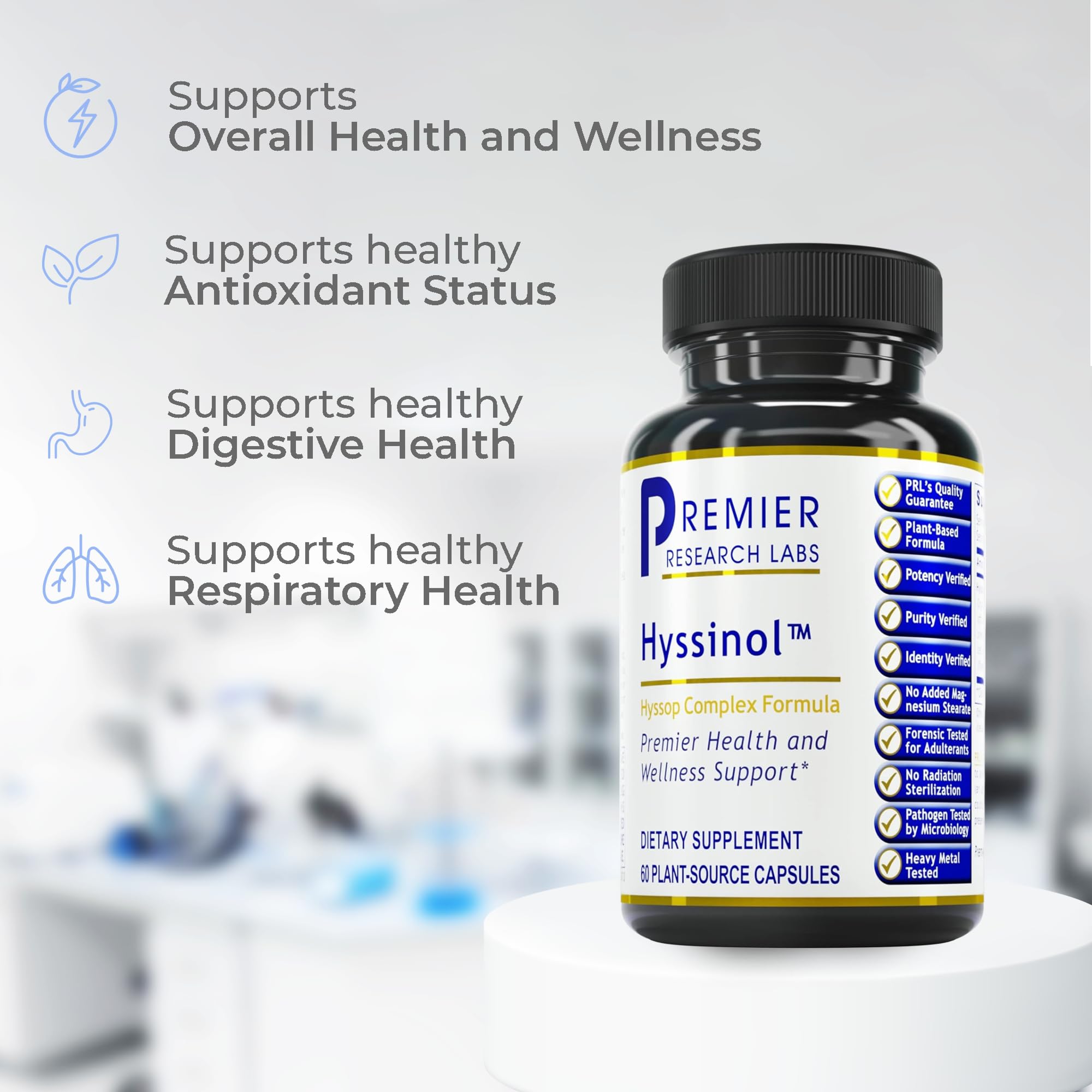 Premier Research Labs Hyssinol - Hyssop Herb, Hyssop Capsules, Wellness Pills with Organic Hyssop Dry Herb, Dietary Supplement with Green Tea, Antioxidant Support - 60 Vegetarian Capsules Premier Research Labs buy australia supplements