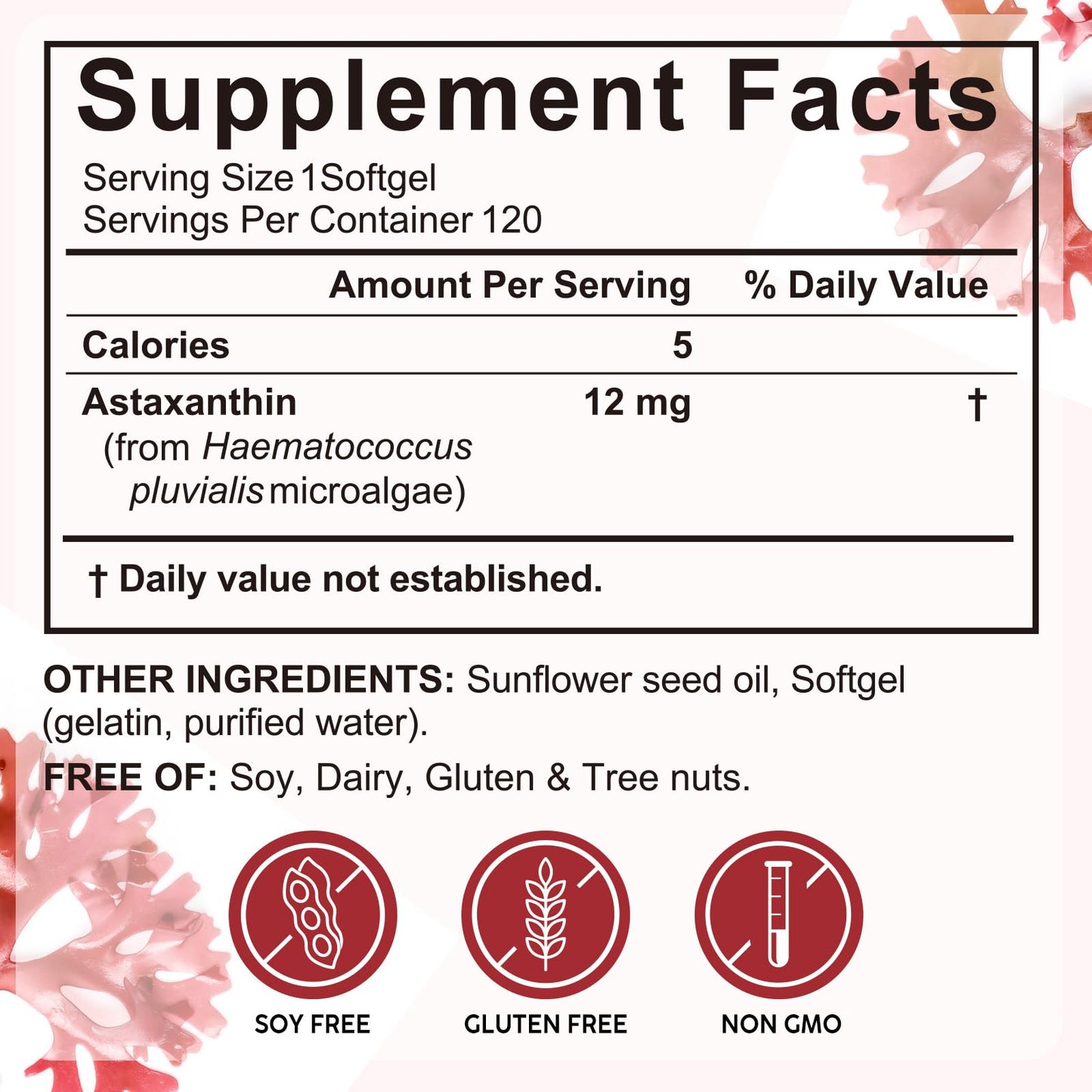Xaarty Premium Astaxanthin 12mg, Natural Antioxidant Supplement for Eye, Joint, Skin Health,Microalgae Source, 4 Month Supply Xaarty