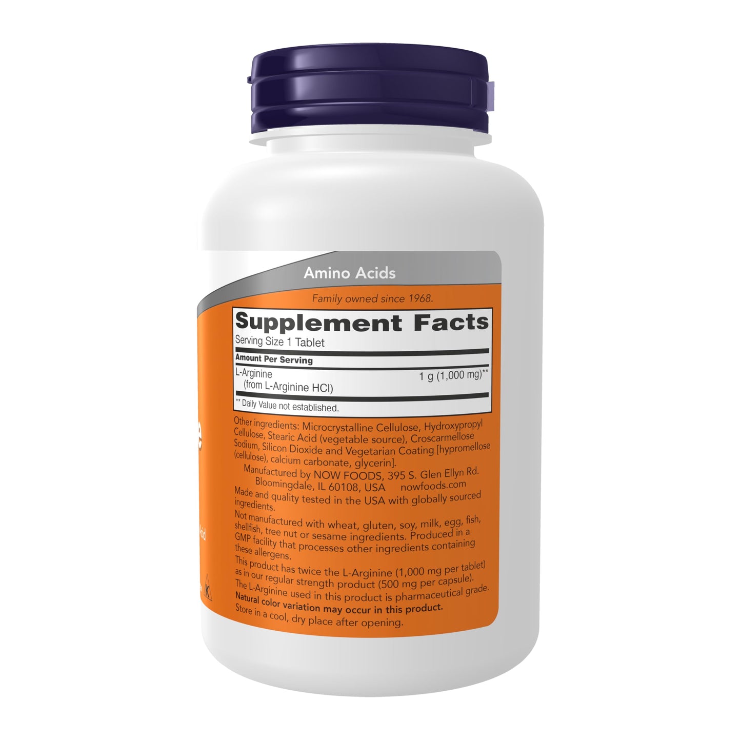NOW Foods Supplements, L-Arginine 1,000 mg, Nitric Oxide Precursor*, Amino Acid, 120 Tablets Gsupps Australia