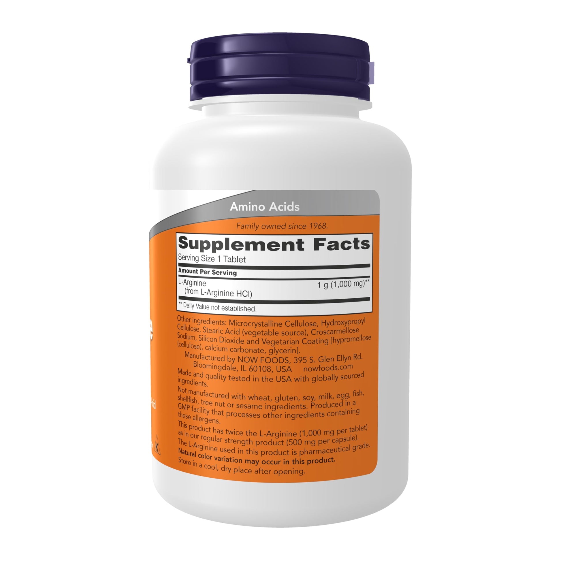 NOW Foods Supplements, L-Arginine 1,000 mg, Nitric Oxide Precursor*, Amino Acid, 120 Tablets Gsupps Australia
