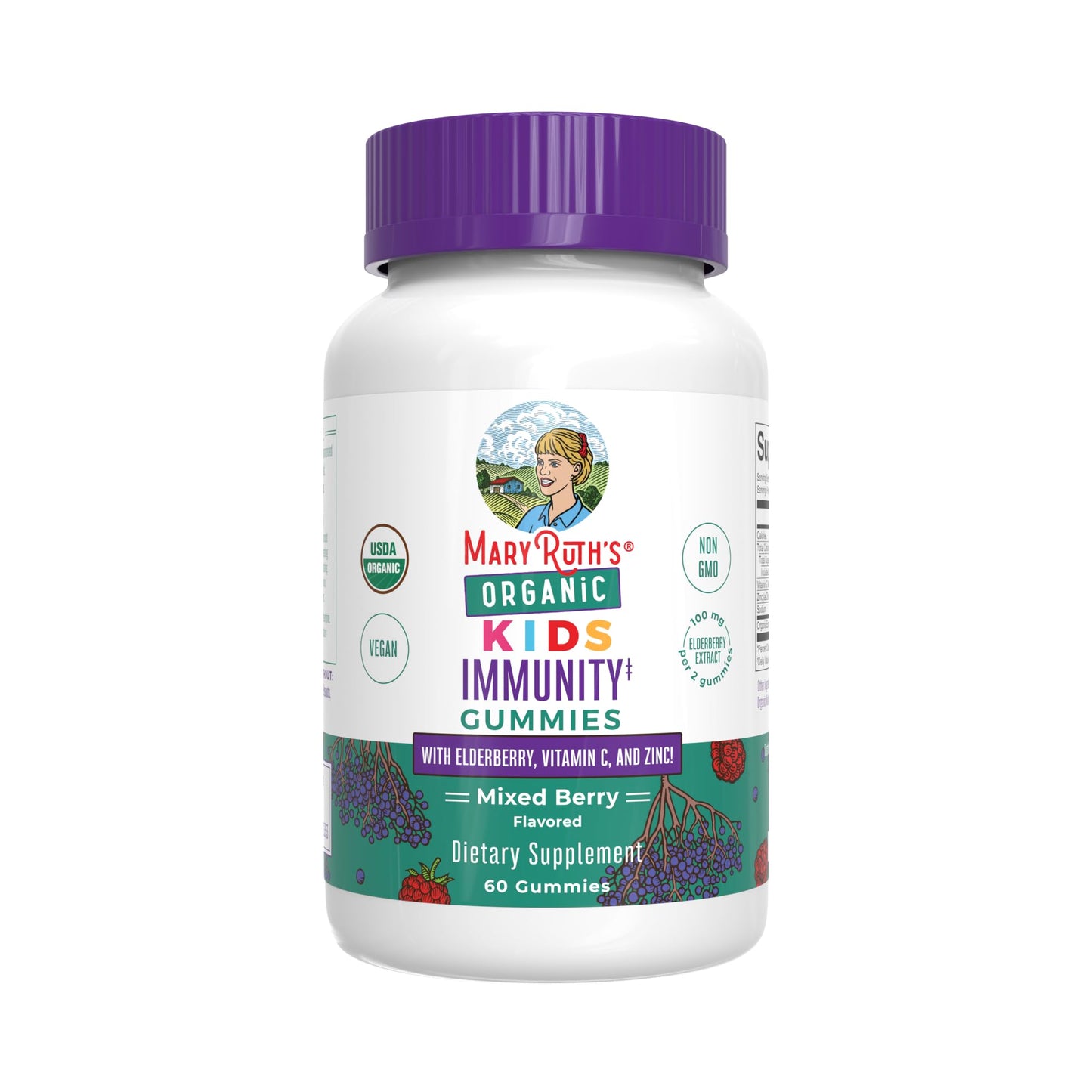 MaryRuth Organics Kids Immune Support Gummies | USDA Organic | Vitamin C, Zinc, and Elderberry Gummies for Kids| Immune Support for Ages 4+ | Vegan MARYRUTH'S