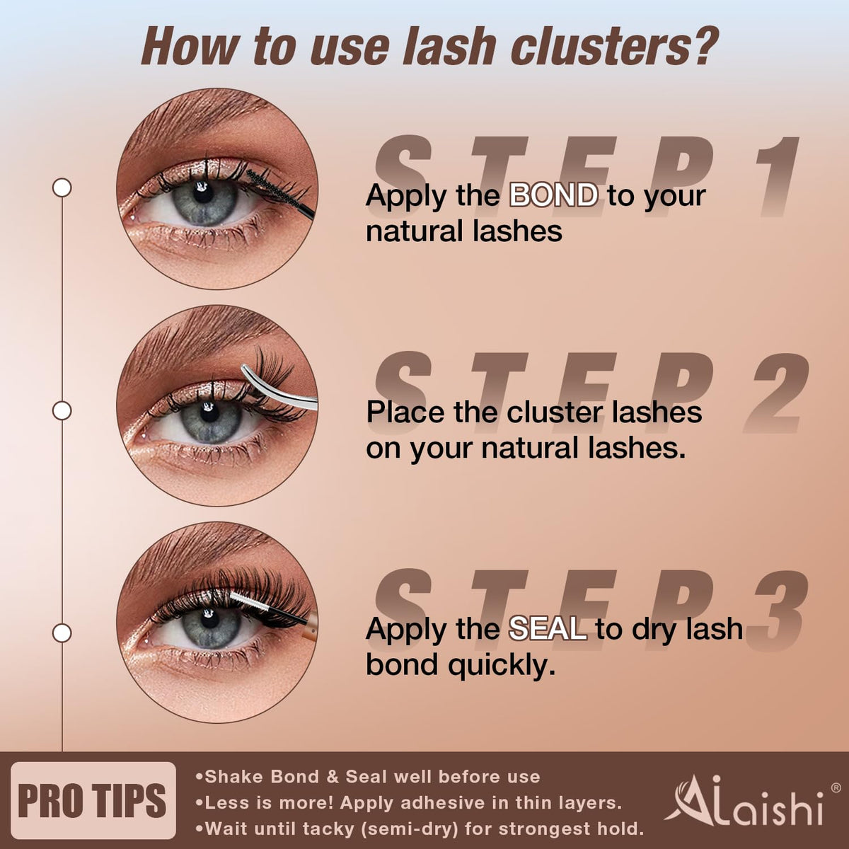 AILAISHI Lash Clusters Kit, DIY Cluster Eyelash Extensions 9‑16mm, 60D+80D+100D, 224pcs Fluffy D Curl Natural Lashes with Bond & Seal,Tweezers,Brush,Fake Cat Eye Individual Clusters AILAISHI