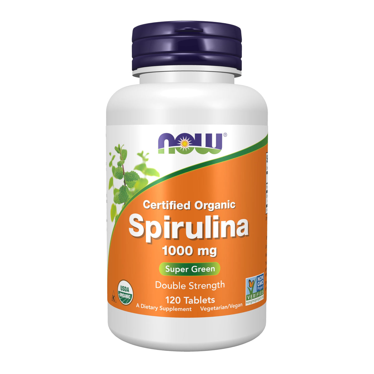 NOW Foods Supplements, Certified Organic, Spirulina 1000 mg (Double Strength), Rich in Beta-Carotene (Vitamin A) NOW Foods