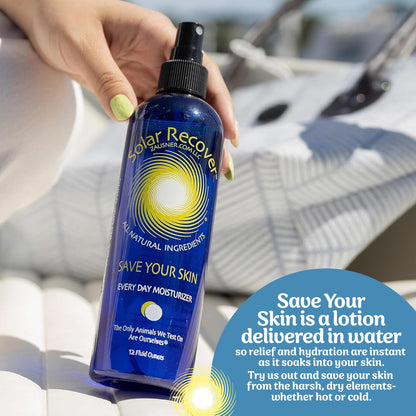 Solar Recover After Sun Moisturizing Spray (12 Ounce) - Hydrating Facial and Body Mist - 2460 Sprays of Sunburn Relief With Vitamin E and Calendula - Lotion Delivered in Water - Made in the USA Solar Recover