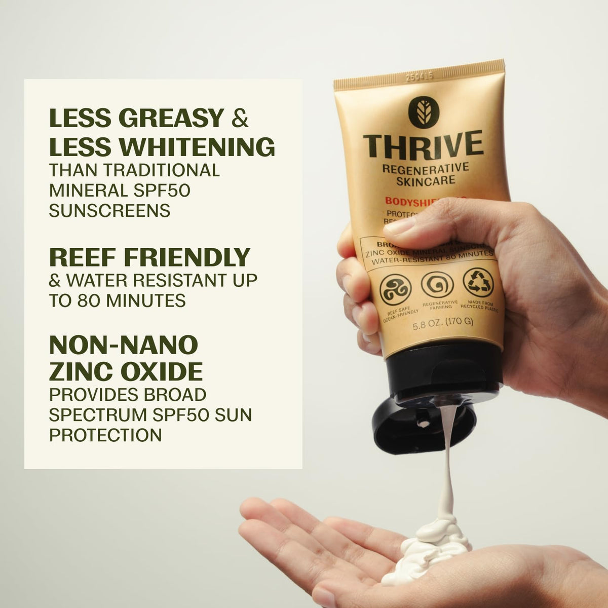 Thrive Natural Care Reef Safe Sunscreen SPF50 - Hawaii 104 Reef Act Compliant - Mineral Sunscreen Non-Nano Zinc Oxide - Vegan, (5.8 Oz (Pack of 1)) Thrive Natural Care