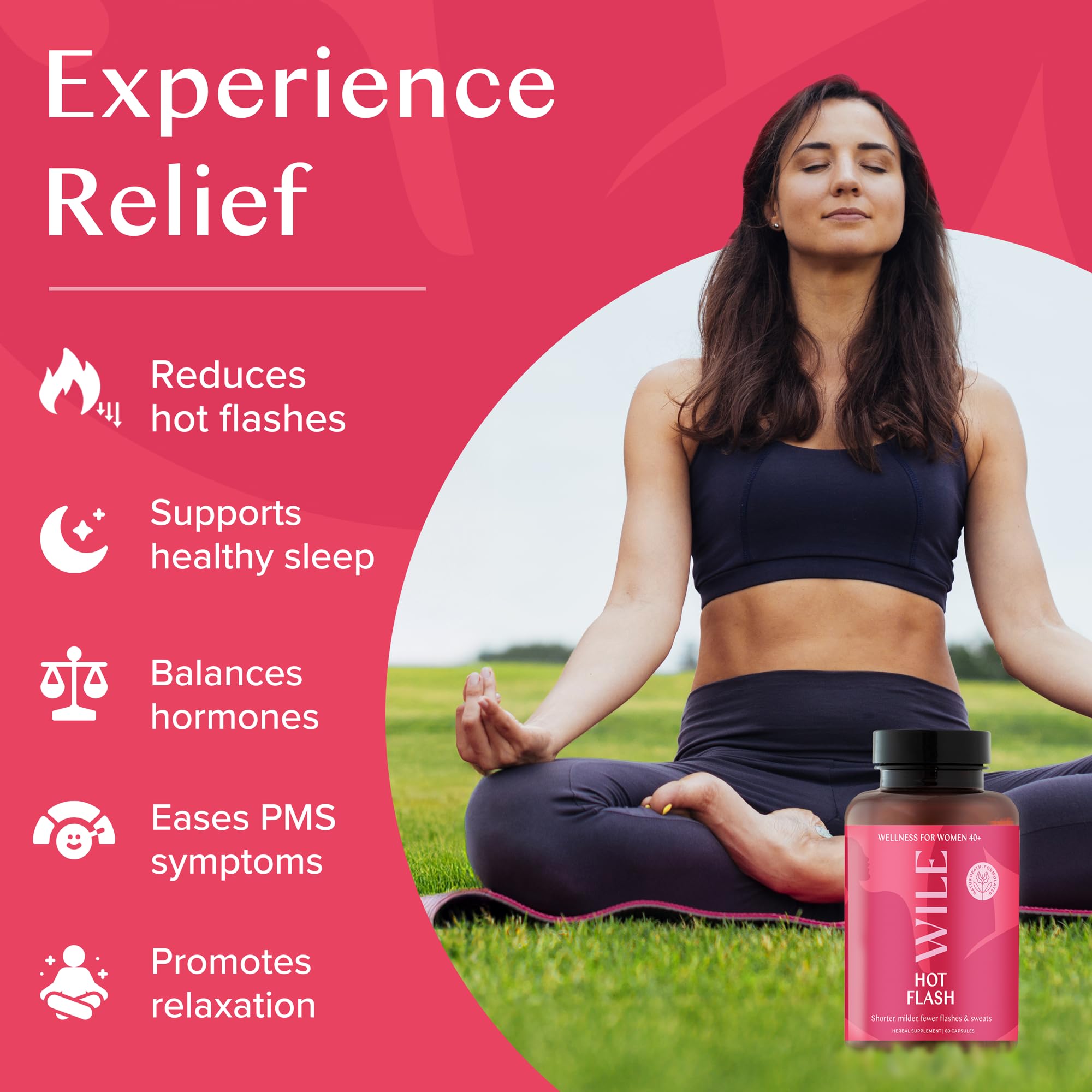 WILE Menopause and Perimenopause Supplements for Women - Hot Flashes and Night Sweats Relief with Kudzu Root - Premenopause Support for Stress, Hot Flash, Hormone Balance & Restful Sleep, 30 Servings WILE buy australia supplements