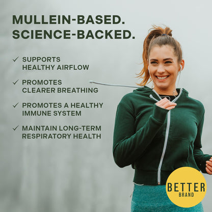 Betterbrand Mullein Chewable Gummies for Lung Cleanse and Detox, Respiratory Health Supplement, 1000mg Mullein Extract per Serving, 60 Gummies Betterbrand