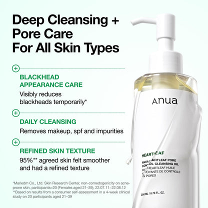 Anua Heartleaf Pore Control Cleansing Oil, Korean Skincare, 6.76 fl.oz ANUA