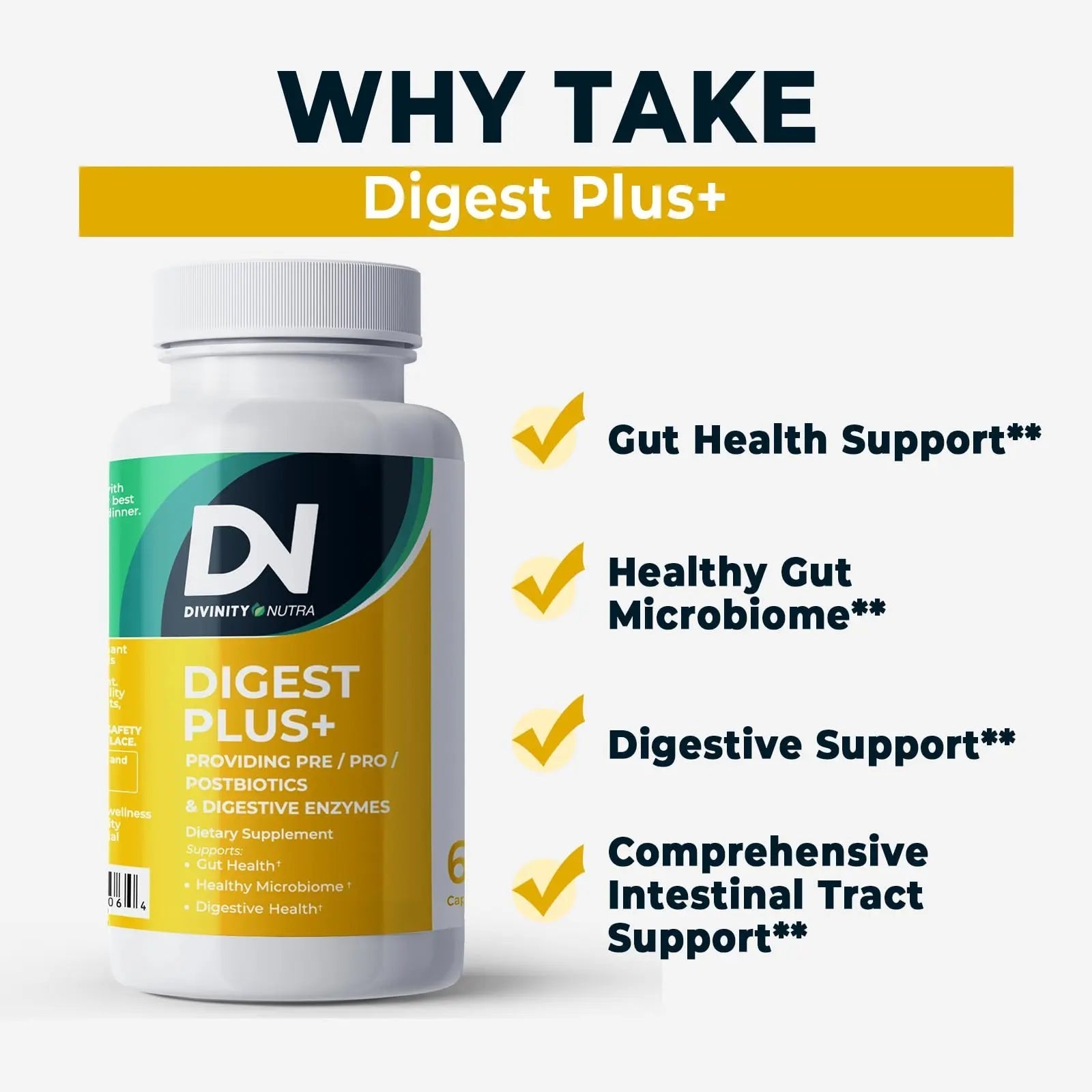4-in-1 Prebiotic Probiotic & Postbiotic for Women & Men, Complete Gut & Digestive Support Supplement, Pre Post Probiotics & Digestive Enzymes 60 Capsules,Made in USA Divinity Nutra buy australia supplements