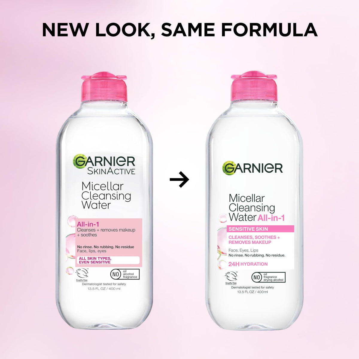 Garnier Micellar Water, Hydrating Facial Cleanser & Makeup Remover, Suitable for Sensitive Skin, Vegan, Cruelty Free, 13.5 Fl Oz (400mL), 1 Count Garnier