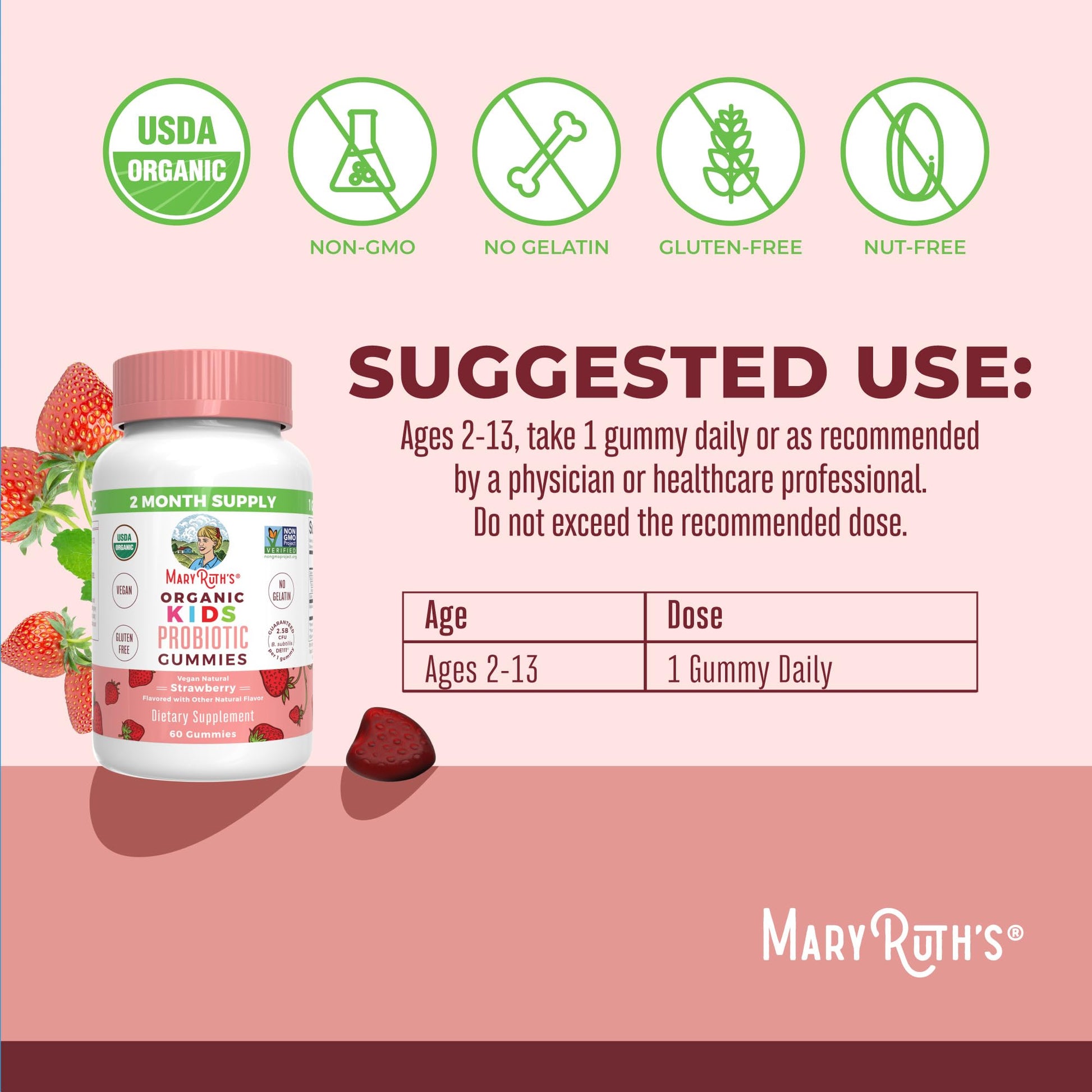 MaryRuth Organics Kids Probiotics for Digestive Health | USDA Probiotic Gummies | 2 Month Supply | Kids Probiotics | Immune Support | Gut Health Supplement | Vegan | Non-GMO | Gluten Free | 60 Count MARYRUTH'S buy australia supplements