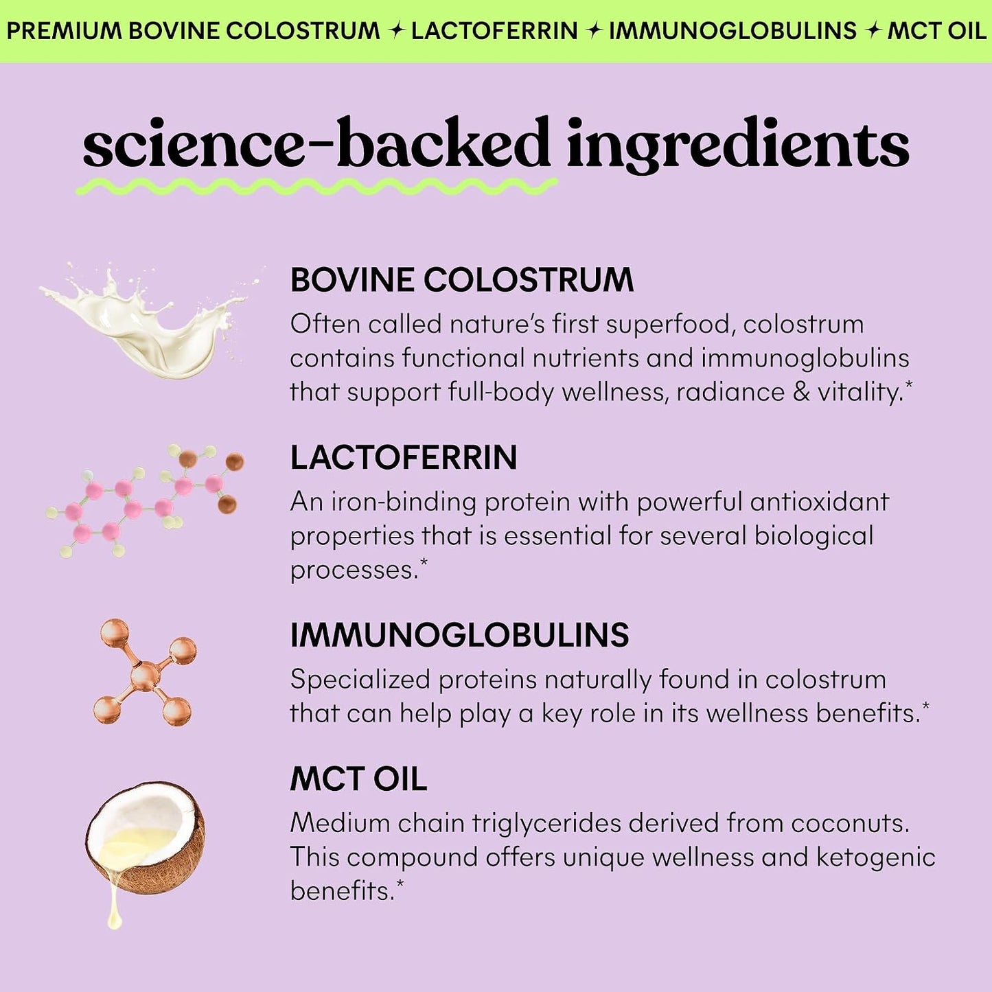 Lemme Colostrum Coffee Creamer for Gut, Skin, Hair & Healthy Aging, Sugar Free Liposomal & Grass Fed 1g Colostrum w/Lactoferrin, MCT Oil, Immunoglobulins, Vanilla Creme Flavored