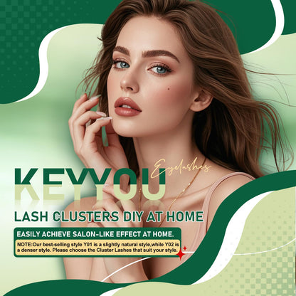 KEYYOU Lash Clusters Eyelash Clusters Natural Wispy D Curl 8-18mm MIX Y01 KEYYOU