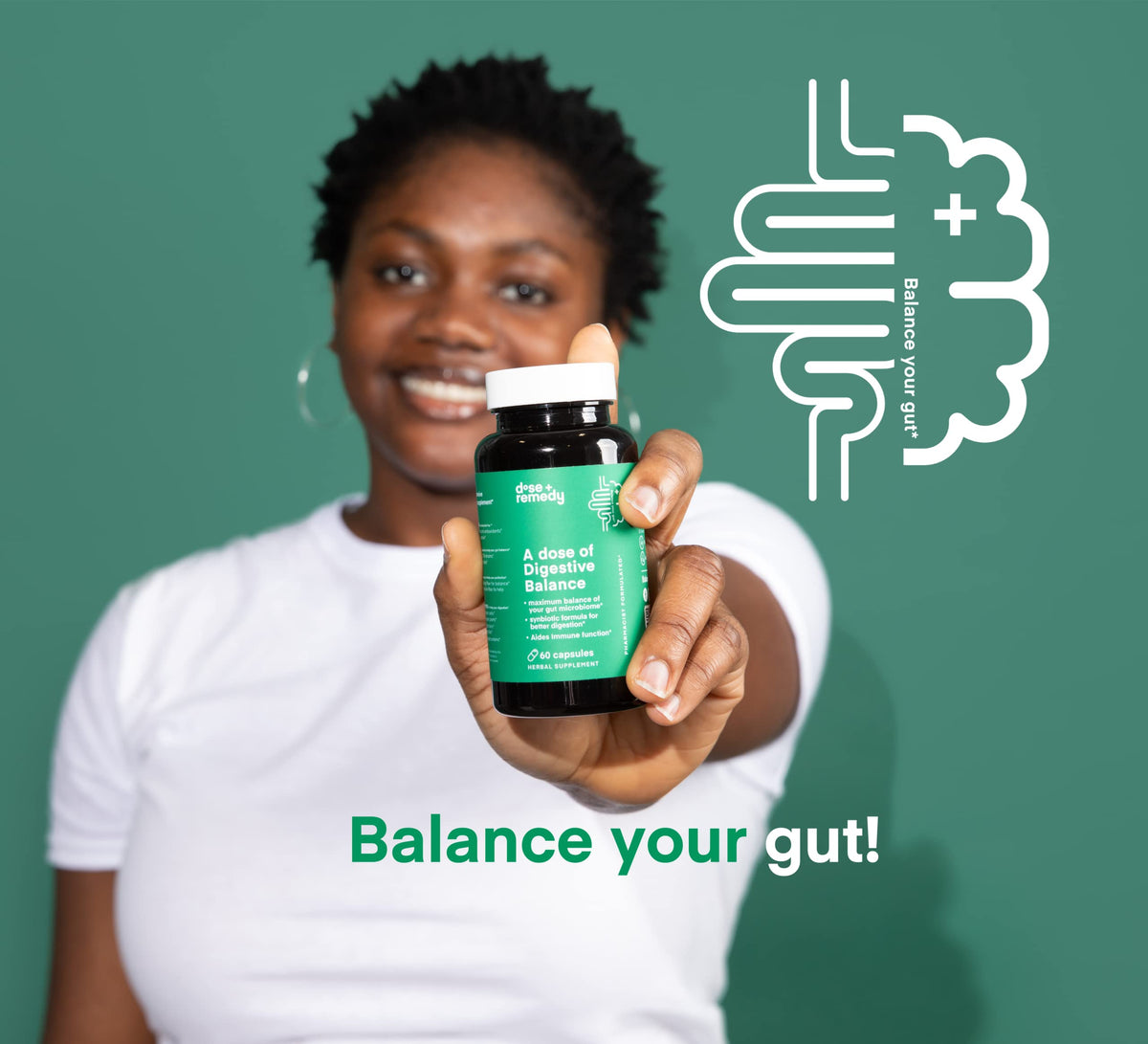 A dose of Digestive Balance-Gut Health Supplement-USDA-Kombucha, 7 Probiotic Strains and Prebiotics for Microbiome-Digestive Enzymes for Digestion dose + remedy