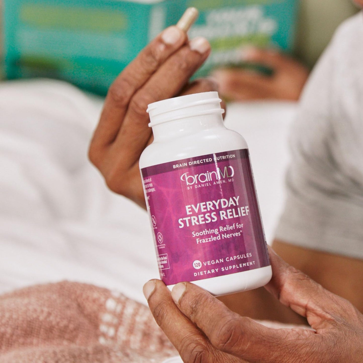 BRAINMD Dr Amen Everyday Stress Relief - 120 Capsules - Promotes Relaxation & Focus - Non-Drowsy - Gluten Free - 30 Servings