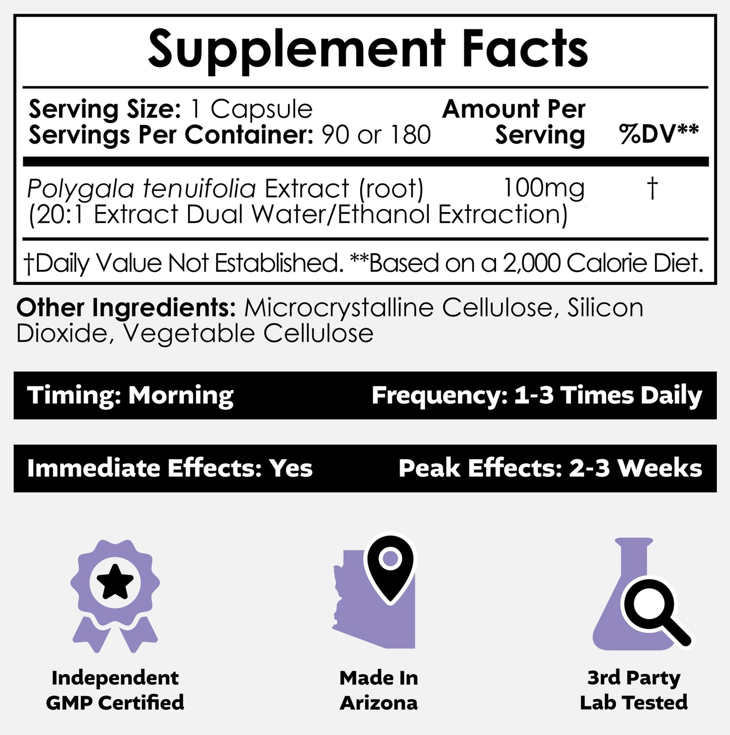 Nootropics Depot Polygala tenuifolia Capsules | 100mg | 90 Count | 20:1 Extract | Yuan Zhi | Promotes Cognitive Function, Learning and Memory | Supports Healthy Stress Levels | Adaptogen Supplement