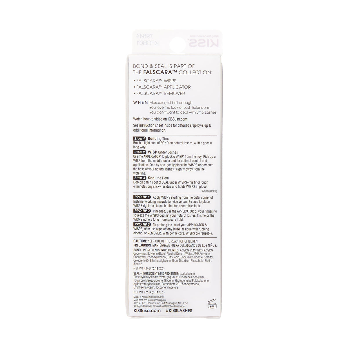 KISS Falscara DIY Eyelash Extension Bond & Seal Infused with Biotin & Vitamin E – Strong Gentle Comfortable Lash Adhesive for All Day Wear For Use With Falscara Lash Wisps, Remover, and Applicator KISS